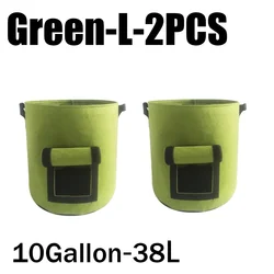 Eco - friendly Reusable Garden Grow Bags for Vegetables with Moisturizing Nonwoven Fabric (Green - L - 2PCS)