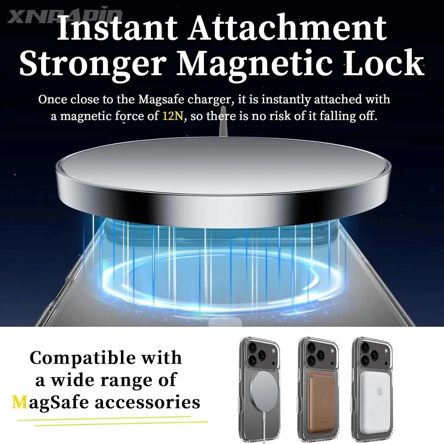 Magsafe 무선 충전 마그네틱 케이스 for iPhone 17 17Air 17Pro Max, 충격 방지 투명 쉘 PC 클리어 커버 (아이폰17용)