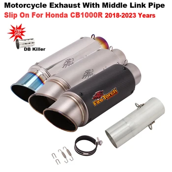Slip On For Honda CB1000R CB 1000R CB 1000 R 2018-2023 Motorcycle Exhaust Escape System Modify Mid Link Pipe 51MM Moto Muffler