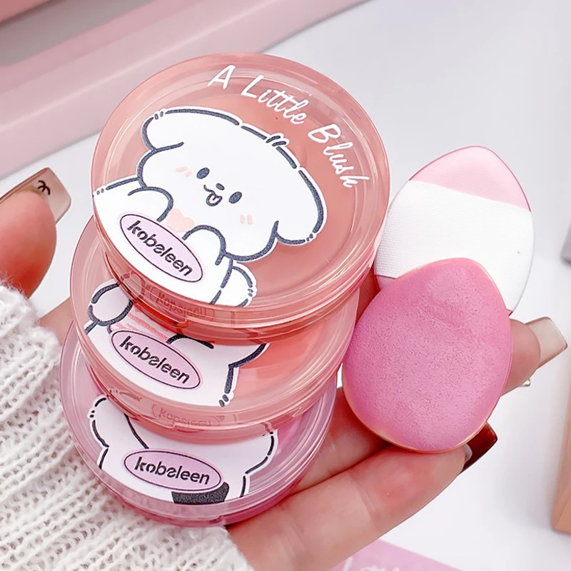 Blush Cream Facial Blusher Cream Blusher 3D Relief Cat Footprint Makeup Face Tint Cheek Contour Brightens Natural Matte Mousse Rouge Puff