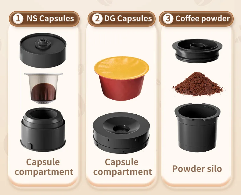 Wireless Heating Coffee Machine Car Portable Italian Automatic Multi-function Espresso Machine 3-in-1 Capsule Coffee