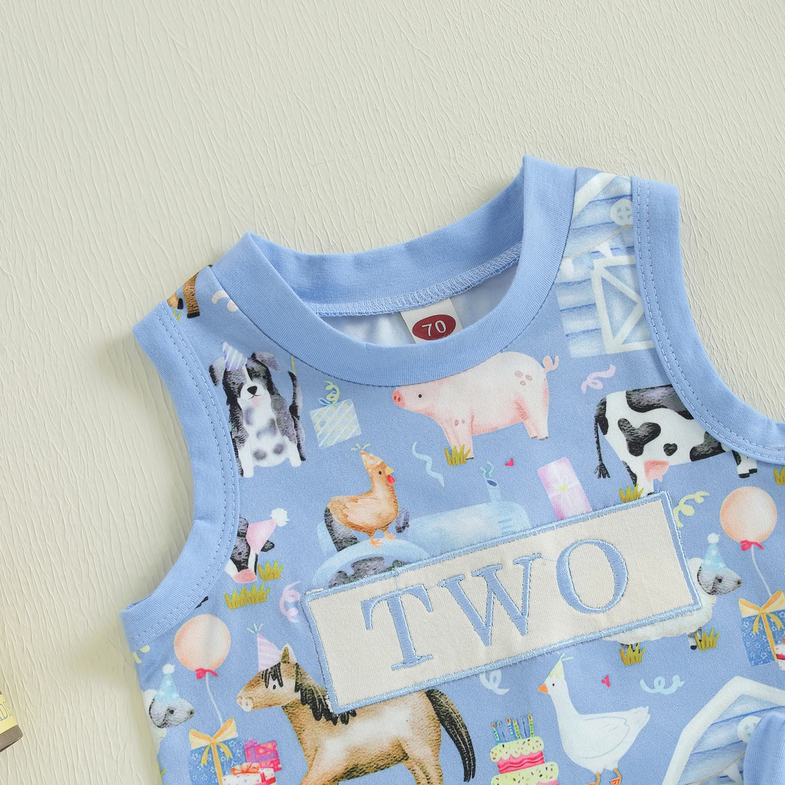 Summer New Toddler Boy Clothes Fashion Birthday Outfits Animal Print Sleeveless Tank Tops Elastic Waist Shorts Suits 1-2 Years
