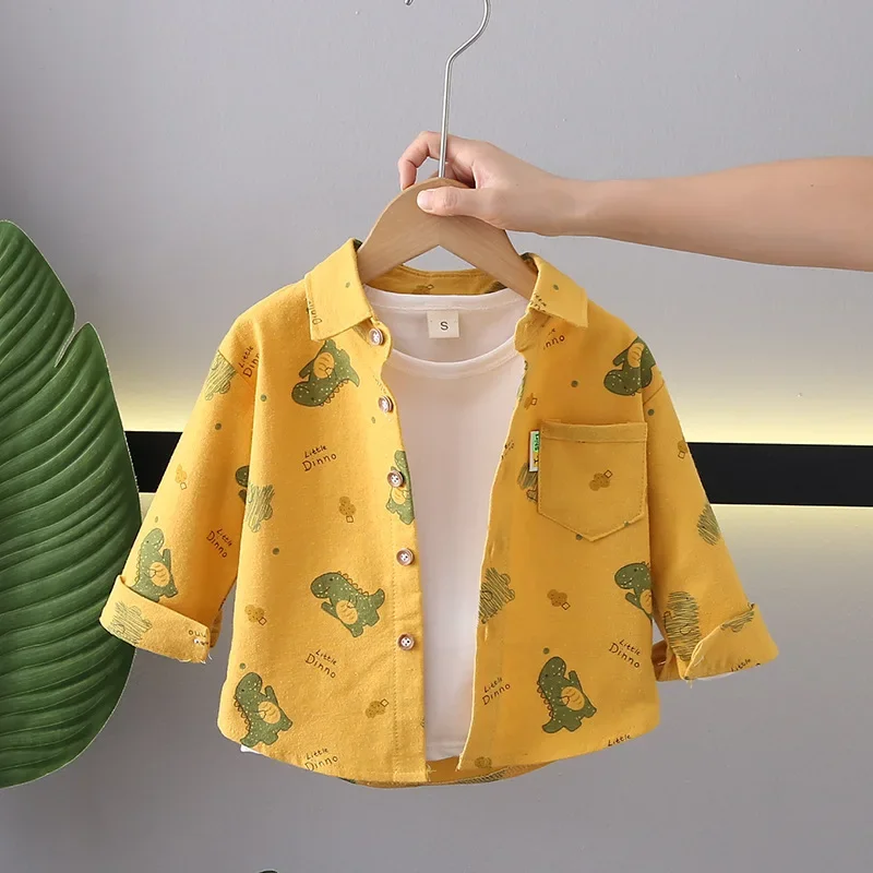 Cute Baby Cotton Shirt Long Sleeve Spring Autumn Style Children's Fashionable Korean Version Boys' Outerwear Baby Clothes