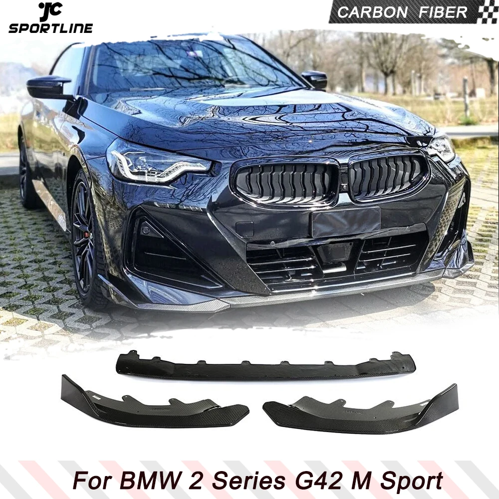 

Разветвители для переднего бампера из углеродного волокна для BMW 2 серии G42 M220i M Sport 2 двери 2022 2023 защита для подбородка