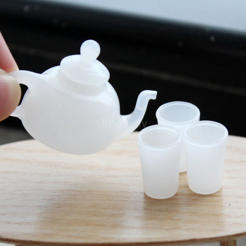 1/6 Scale Glass Mini Teapot Cup for Doll Pretend Play Miniature Dollhouse Kithcen Toy Accessories