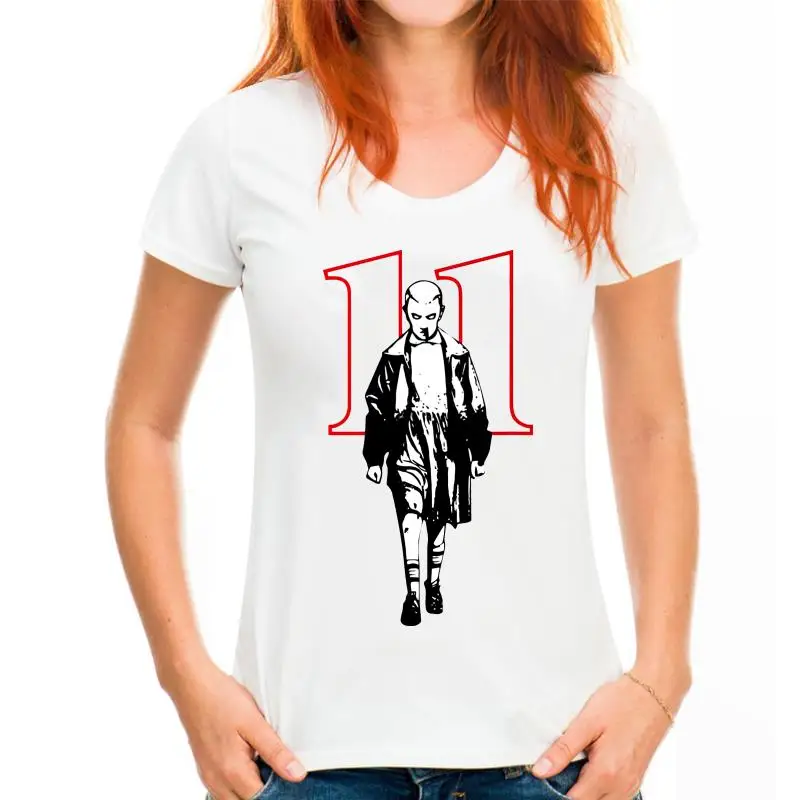 thumbnail image 1 of Stranger Style Pop Culture Things Eleven Cosplay White T-Shirt Size M-3XL, 1 of 5