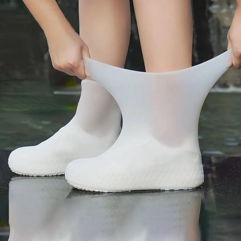 1 Paar wasserdichte Silikon-Überschuhe für Regentage, wiederverwendbar, rutschfest, für Erwachsene_voghion.com