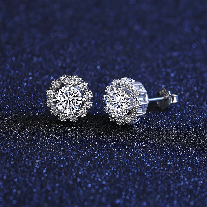

Premium Moissanite Earrings For Women Earrings Snowflake Flash Silver 925 Earrings Classic Korean Design Engagement Fine Jewelry