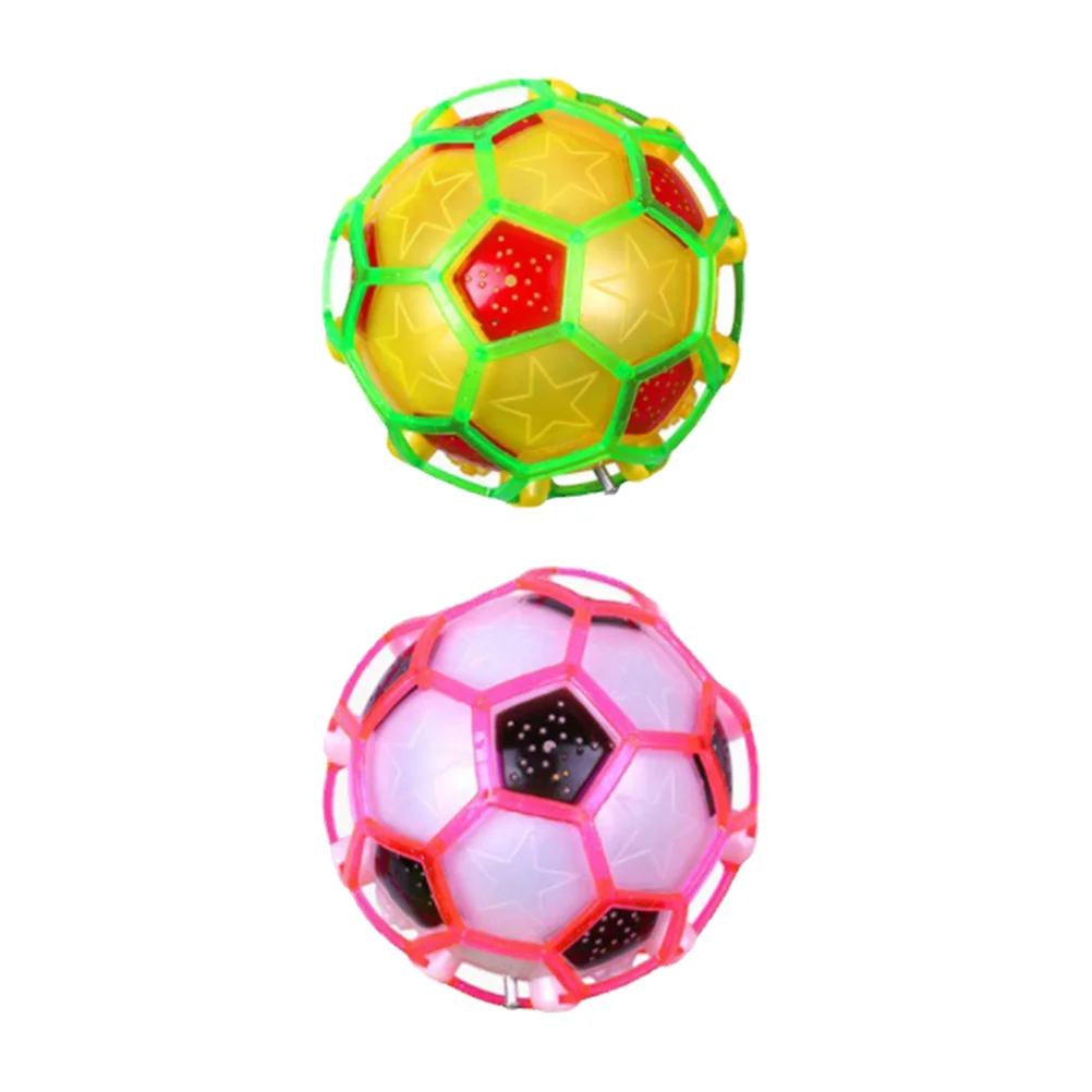 어린이용 빛나는 축구 장난감, 플래시 탄력 어린이 발광 전기 축구, 미니 탄성 점프 플라스틱 음악 조명, 2 개