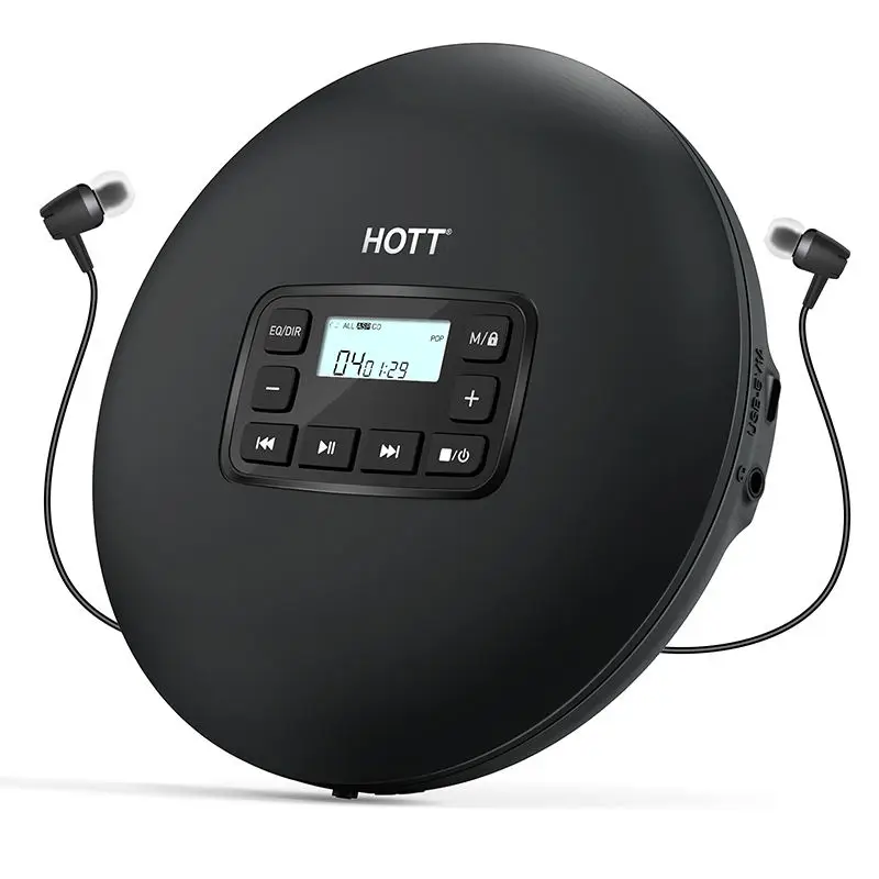 HOTT CD204 Portable CD Player for Home Travel and Car with Stereo Earphones and Anti Shock Protection portable cd player