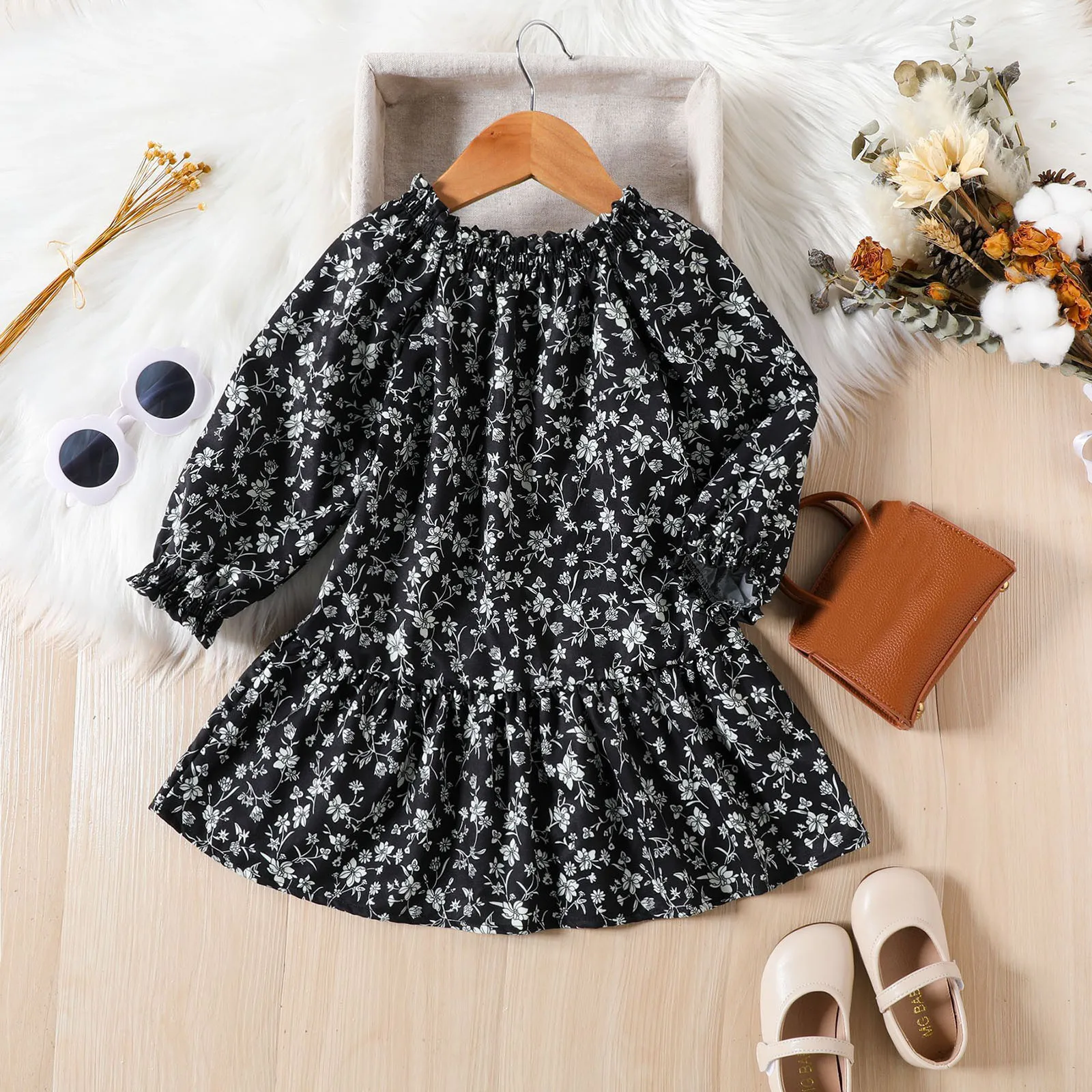 

Children Floral Dress Toddler Girls Long Sleeve Casual Swing Dress Kids Party Princess Dress Baby Spring Autumn Clothes Vestidos