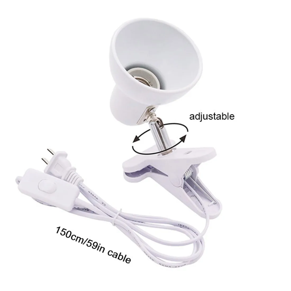 Black White E27 Desk Lamp for Dorm Room Clip DIY Table Lamp Holder Replaceable Light Source led Table Lamp Clip lamp for Reading 3