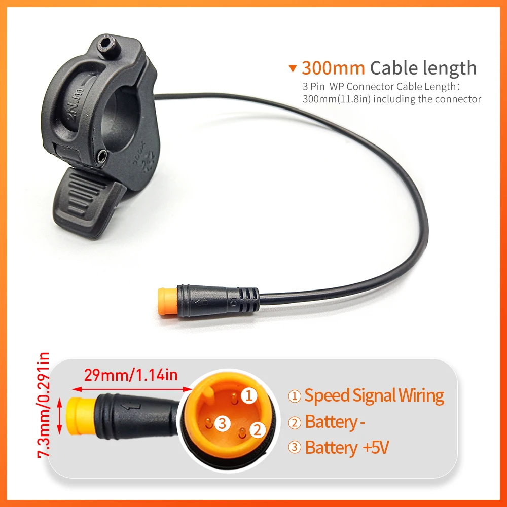 Ebike 엄지 스로틀 WUXING 300X 오른쪽/왼쪽 손 스로틀 24V 36V 48V 72V 전기 자전거 가속기