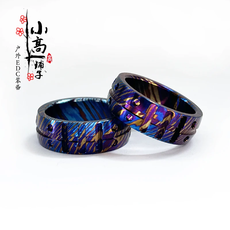 Tritium Damascus Glow Ring Meteorite Glow Ring 2025