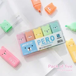 Macaron Color Mini Highlighter Set - Soft Tip Fluorescent Pens (5 colors)