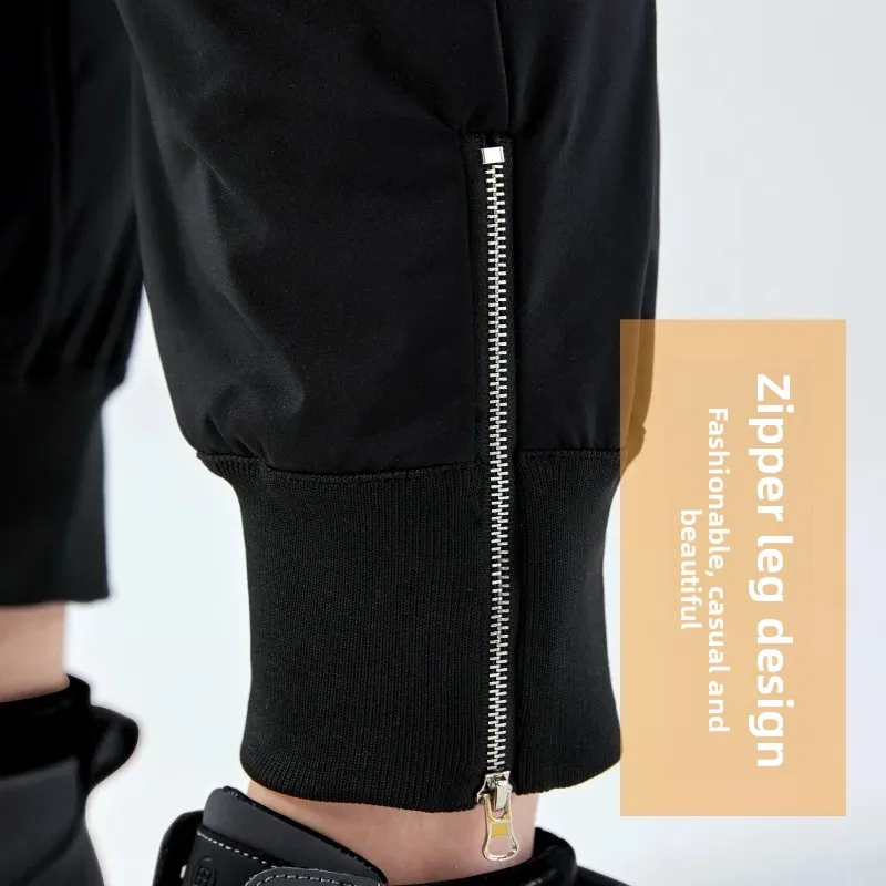Thickened Fleece Warm Duck down Straight Leg Zipper Pants for Men And Women Outdoor Winter Thermal Long Trousers