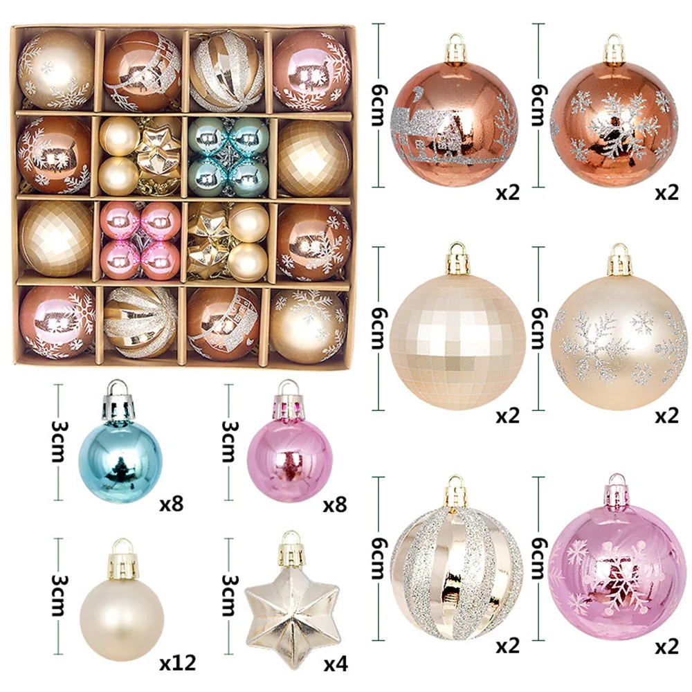 44Pcs Christmas Balls Set Decoration Christmas Tree Mixed Balls Hanging Ornament Pendant Merry Christmas Navidad 2025 Party