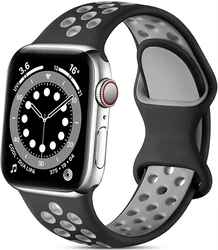 Premium Silicone Sports Watch Strap - Durable Rubber Band for Ultimate Comfort and Style (10 Black Gray)