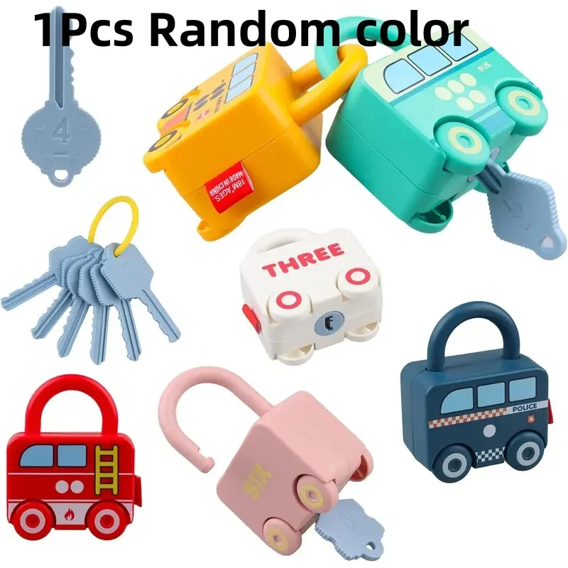 Educational Car Shaped Puzzle Matching Lock Toy with Key for Children - Intellectual Development Cognition Buckle Unlocking Game