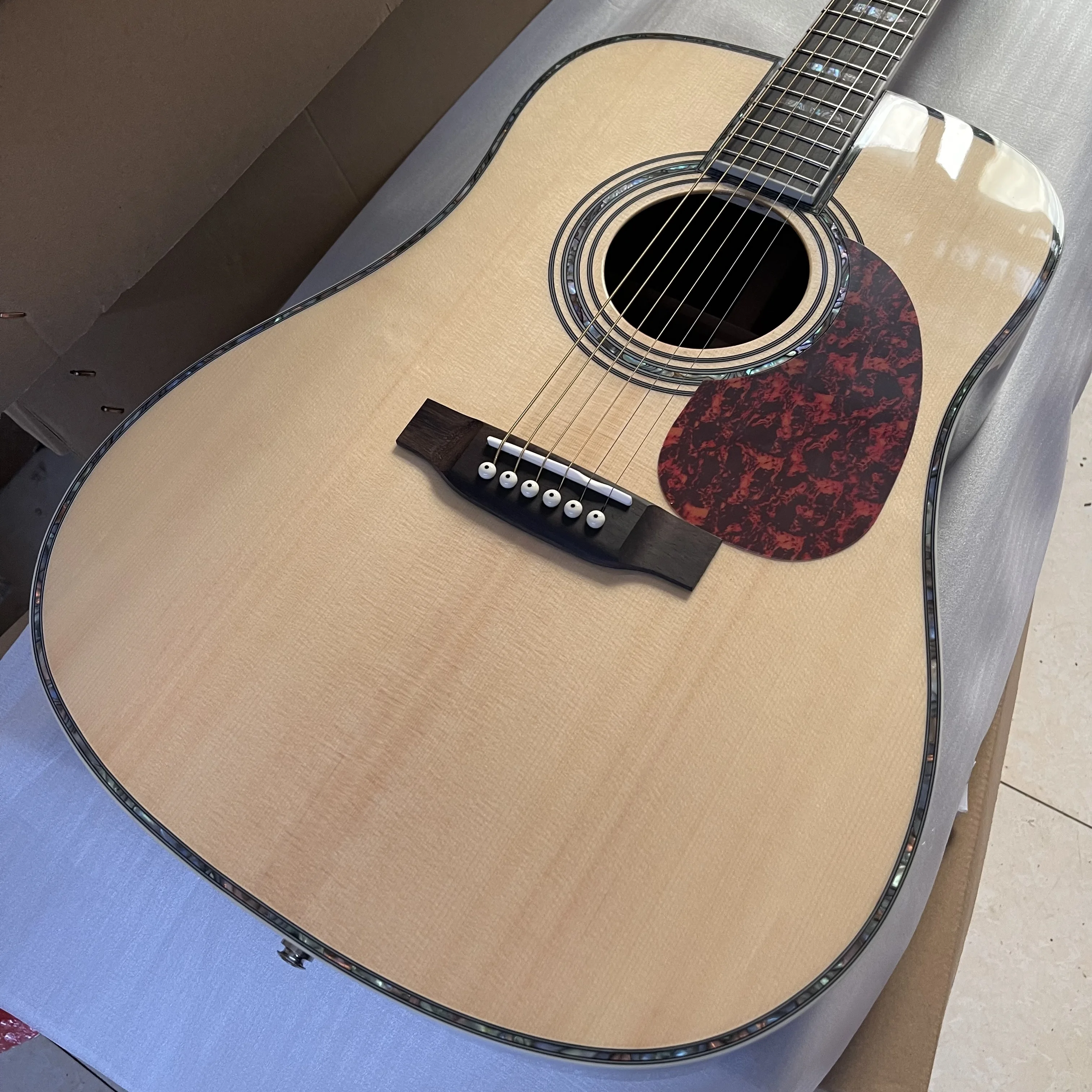 Acoustic Electric Guitar 41# D45 Model Real Abalone 301 Solid Spruce Natural
