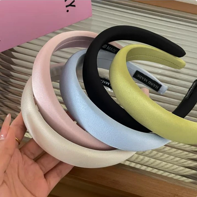 3CM Fashion Women's Headbands Sweet Solid Color Sponge Padded Hairbands Lady Girls Daily Press Hair Hoop Accessories