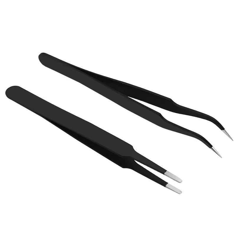 

2pcs/lot Anti-static Precision Tweezers Set Pinzas Pincet Stainless Steel ESD Tweezer Electronics Repair Tools