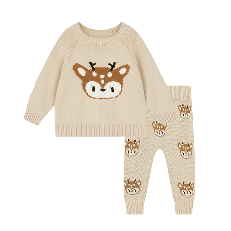 Baby Boys Girls Spring Fall Sweater Clothes Suits Infant Sweater Tops + Pants Newborn Toddler Warm Outwear Clothing knit sweater