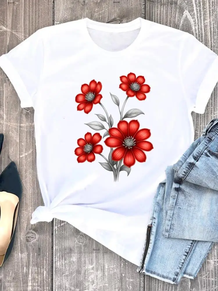 Women Clothing Trend Cute 90s Fashion White Tee Clothes Print Womens Casual Ladies Graphic T Short Sleeve O-neck T-shirts