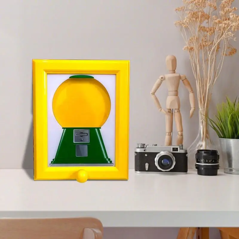 Candy Dispenser Picture Frame Rotating Gumball Dispenser Multi-purpose Easy Restock Decorative Art Photo Frames For Living Room