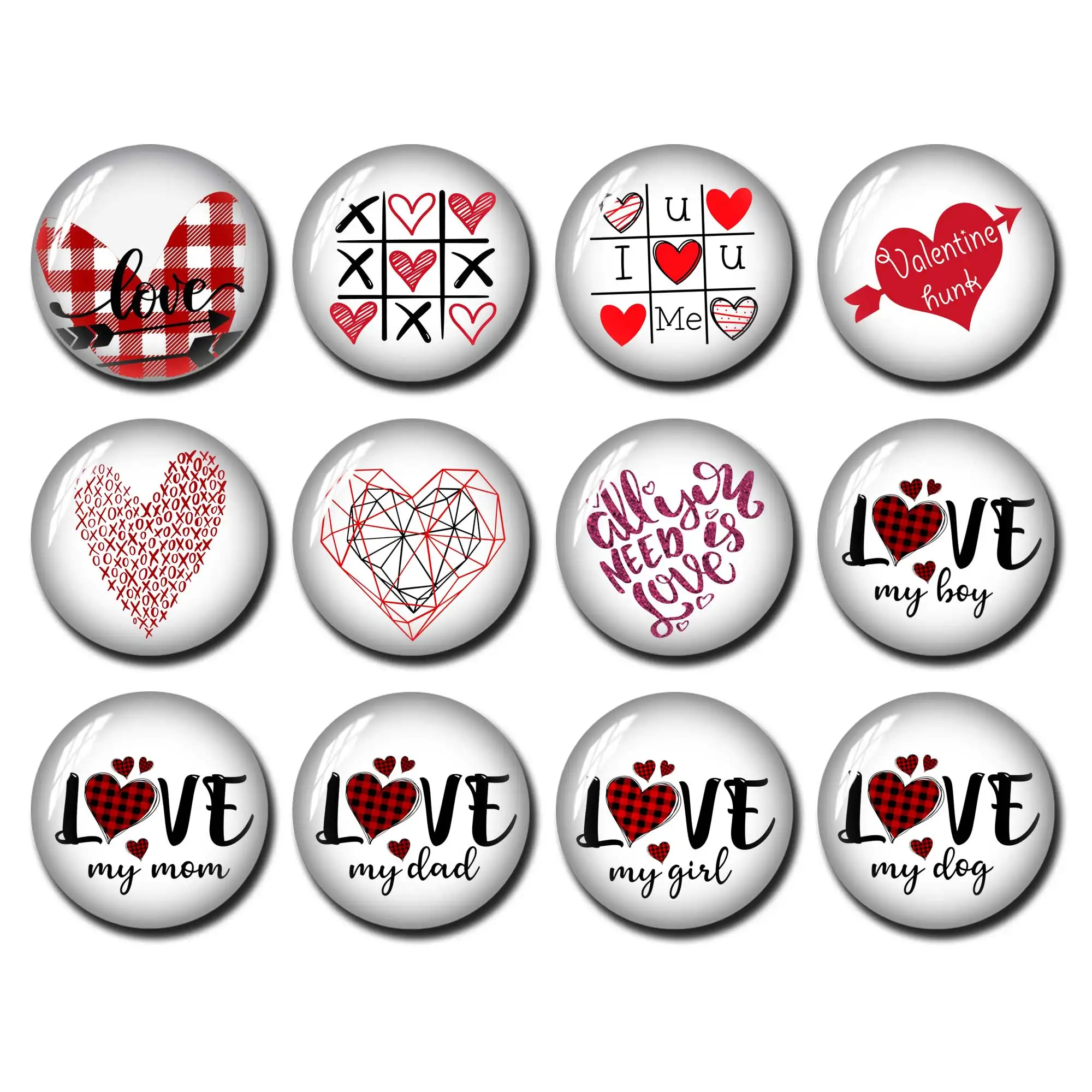 

Valentine's Day Cabochon, love heart image Glass dome,12mm 16mm 20mm 25mm 30mm 40mm Picture Beads - FJ1452