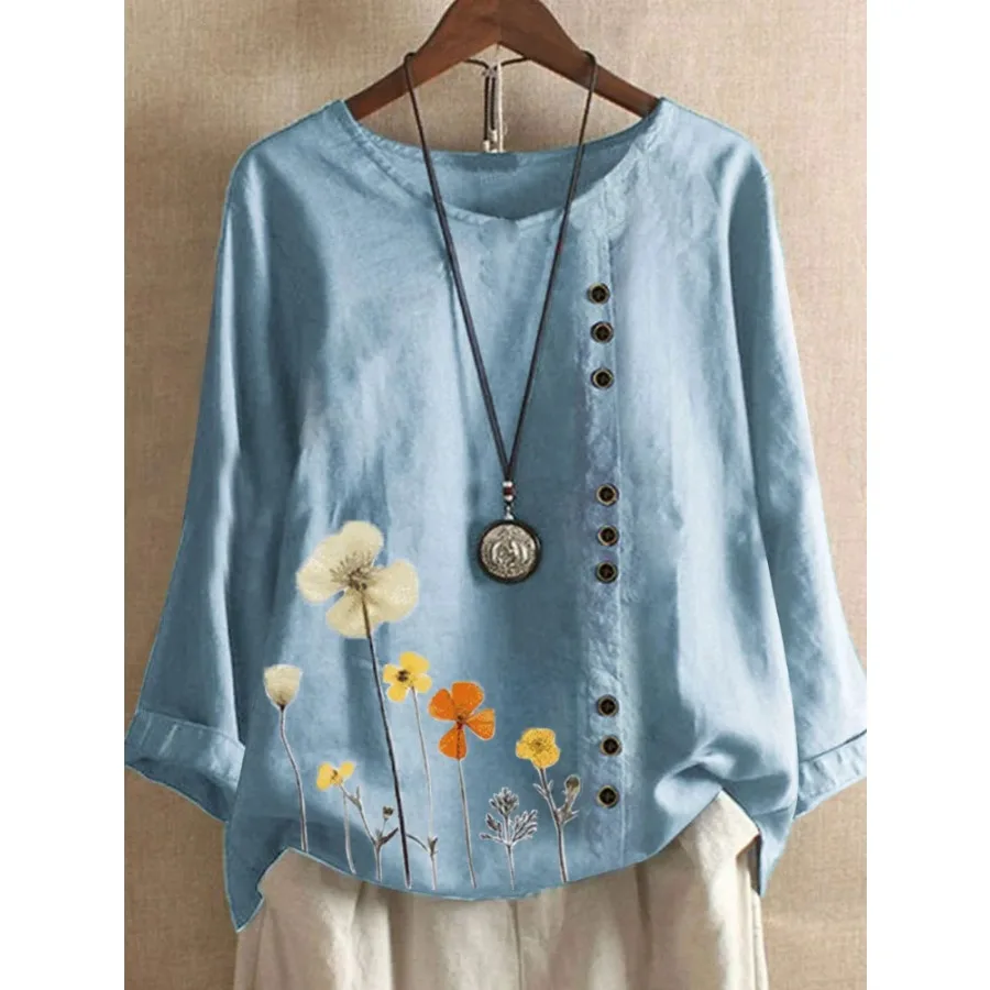 

Summer Buttons Tops Vintage Solid Short Sleeve White Blouse White Blue Casual Loose Cotton Linen Blouses Ladies Blusa Feminina