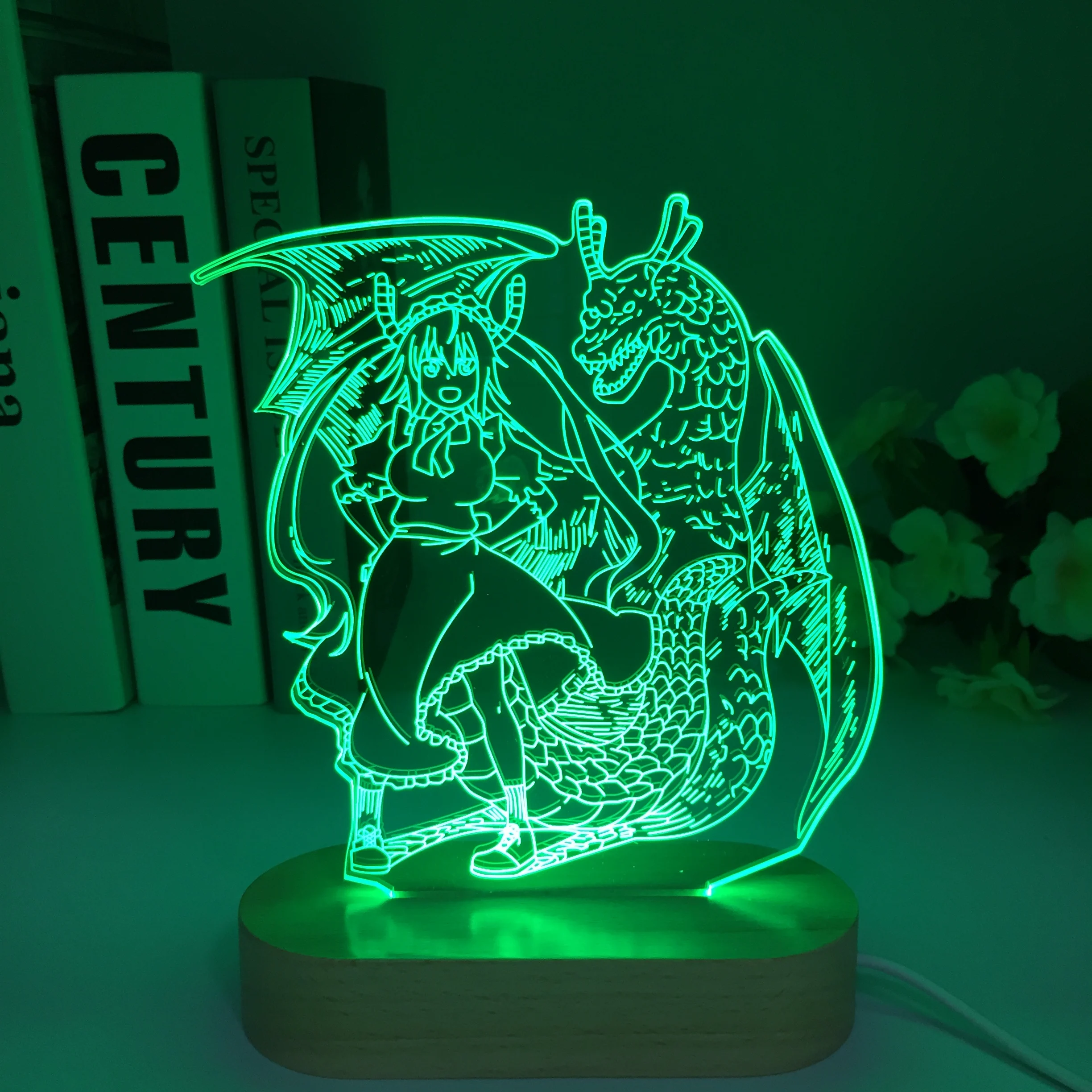 

Tohru Miss Kobayashi's Dragon Maid Anime Figure LED 3d Night Light for Wooden Decoration Lamp Birthday Gift Manga Tohru 3D Light