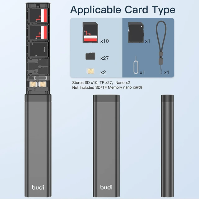 BUDI-Boîte de rangement pour carte mémoire flash 30 en 1, étui pour carte  Micro SD