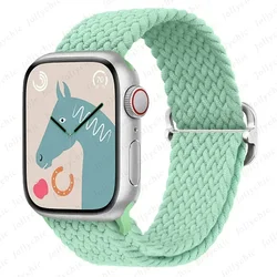 Stylish Braided Solo Loop Elastic Bracelet Strap - 38 40 41 S10 - 42 mm (Pistachio)