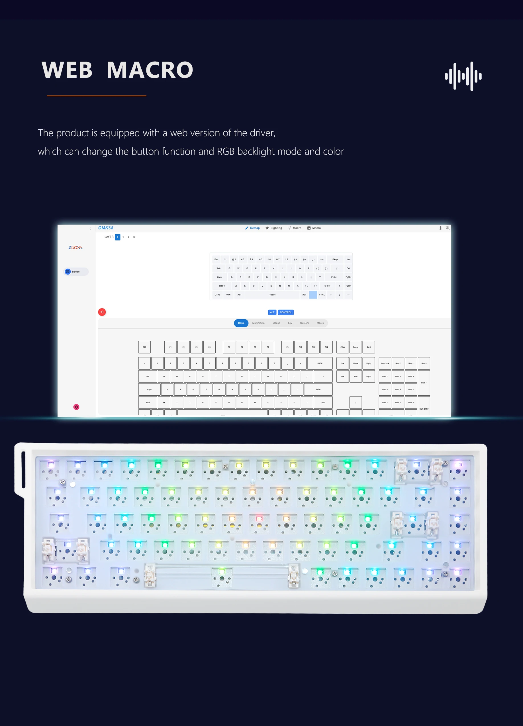GMK68 3가지 모드 기계식 키보드 핫스왑 RGB 게이밍 키보드 DIY 키트