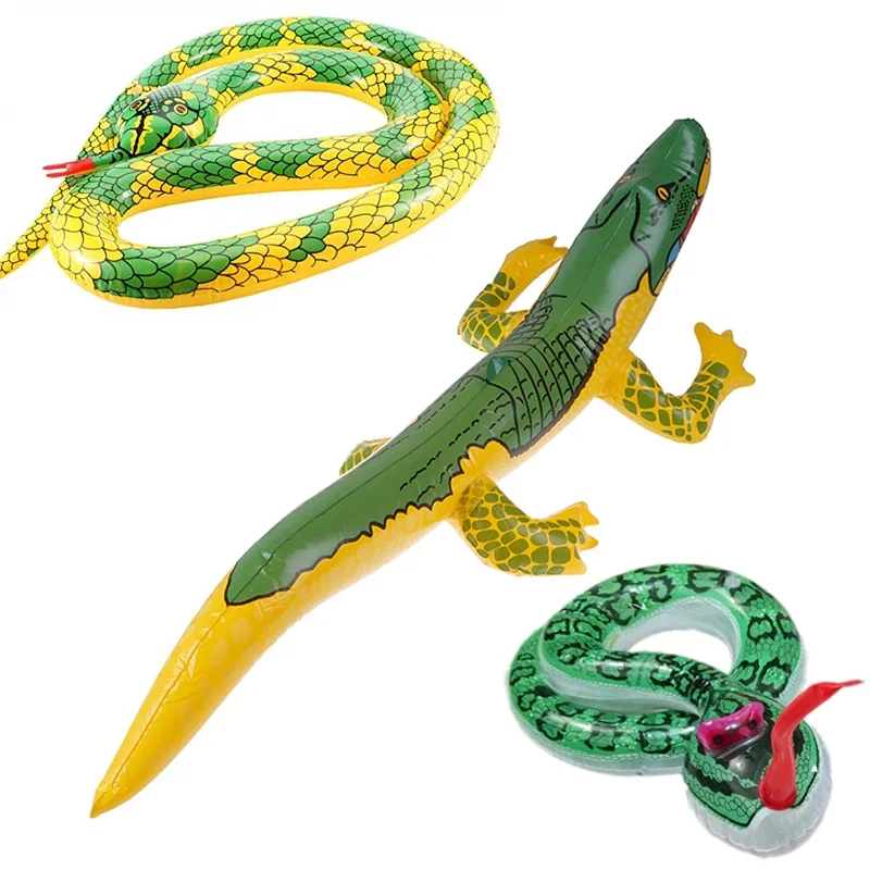Summer Inflatable Snake Crocodile Blow Up Funny Water Toy Fake Snake Alligator Balloon for Beach Swimming Pool Inflatable Toys