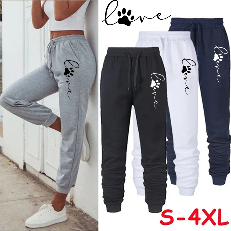 Women Cat Paw Printed Sweatpants High Quality Cotton Long Pants Jogger Trousers Outdoor Casual Fitness Jogging Pants autumn men s sportswear fashion casual sweatshirt trousers two piece jogging sportswear men s outdoor breathable cycling wear