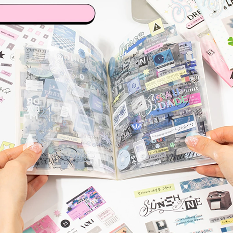 Mr. Paper Cloud’s Edge Imprint Sticker Book 20 Sheets - PET Die-Cut Craft, Ethereal Journal Decor, Creative Collage Material