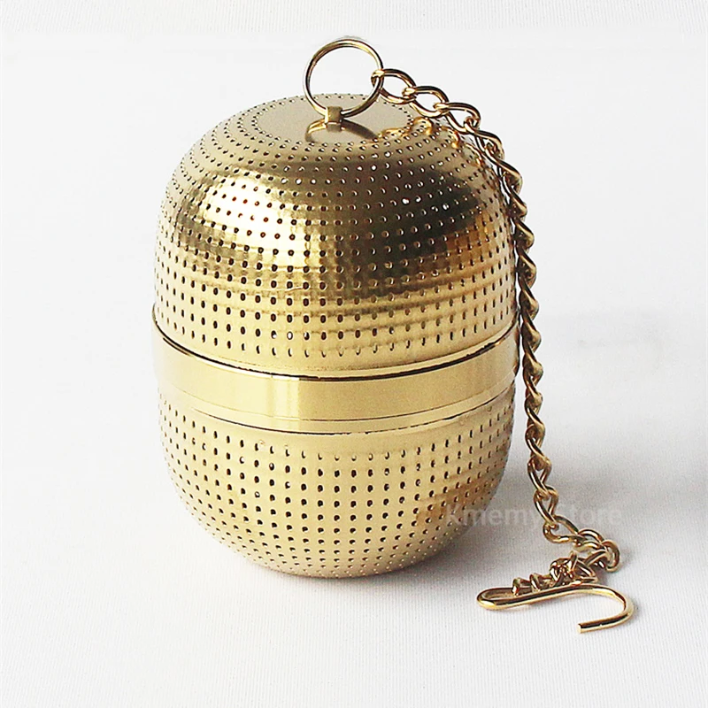 Gold Tea Infuser Fine Mesh Filter Ball Cylindrical 304 Stainless Steel Threaded Connection Teapot Strainer Spice Herbal Kitchen tea infuser tea strainer tea filter