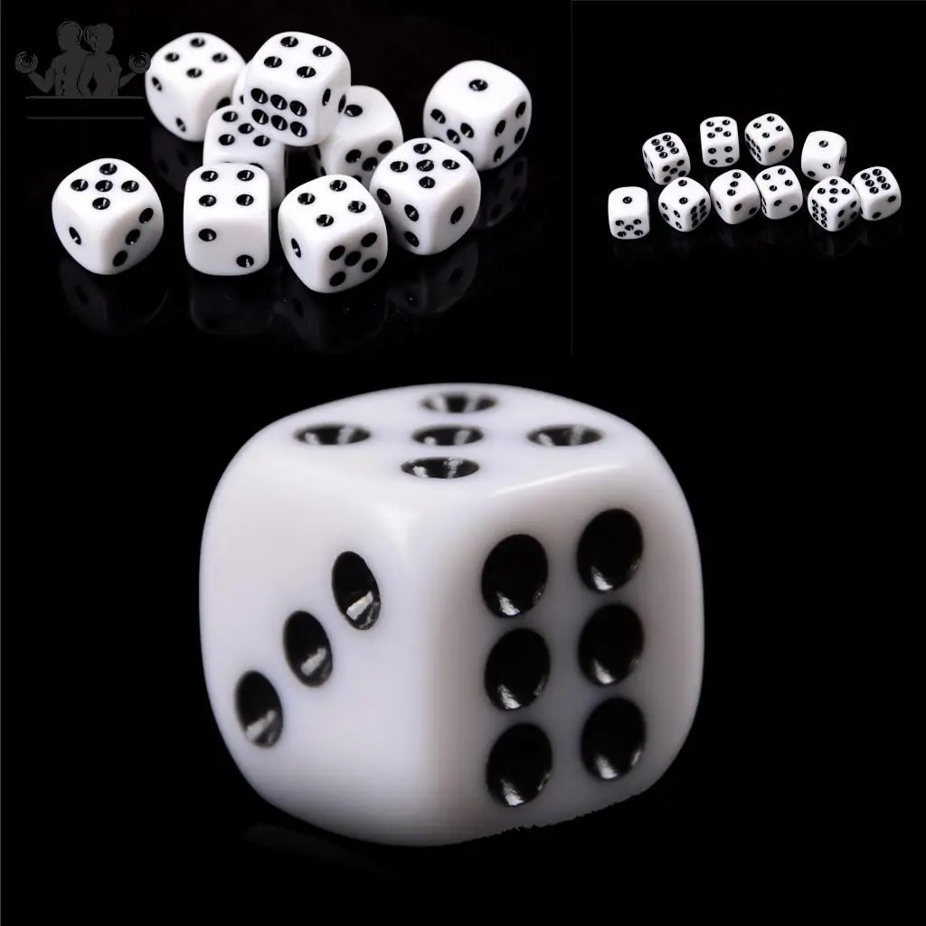 

5pcs/6pcs 16mm Dices Plastic White Gaming Dice Standard Six Sided Decider Birthday Parties Board Game Drop Shipping