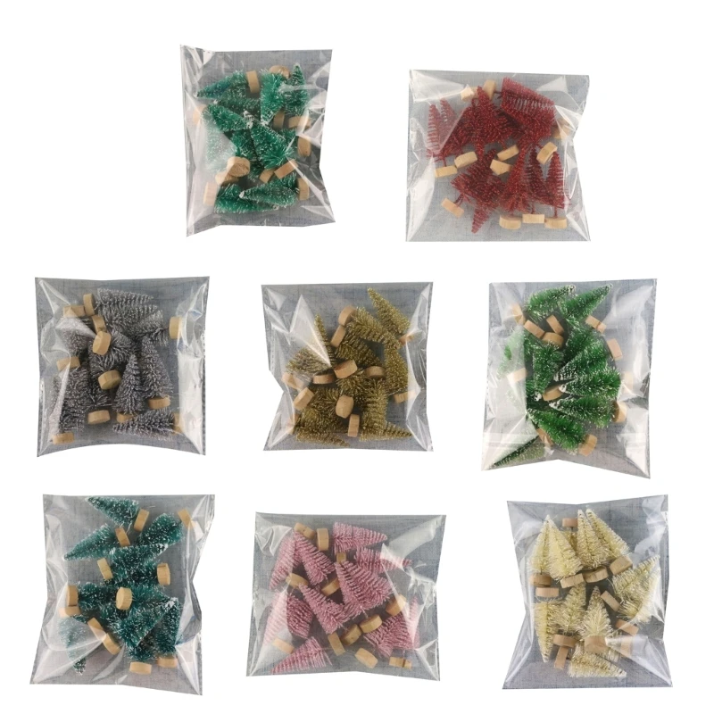 Christmas Tree Ornaments Mini Christmas Tree Christmas House Ornaments 12pcs Artificial Miniature Christmas Tree Household Decorative Figurine Crafts Supplies for Wedding Birthday Dropshipping