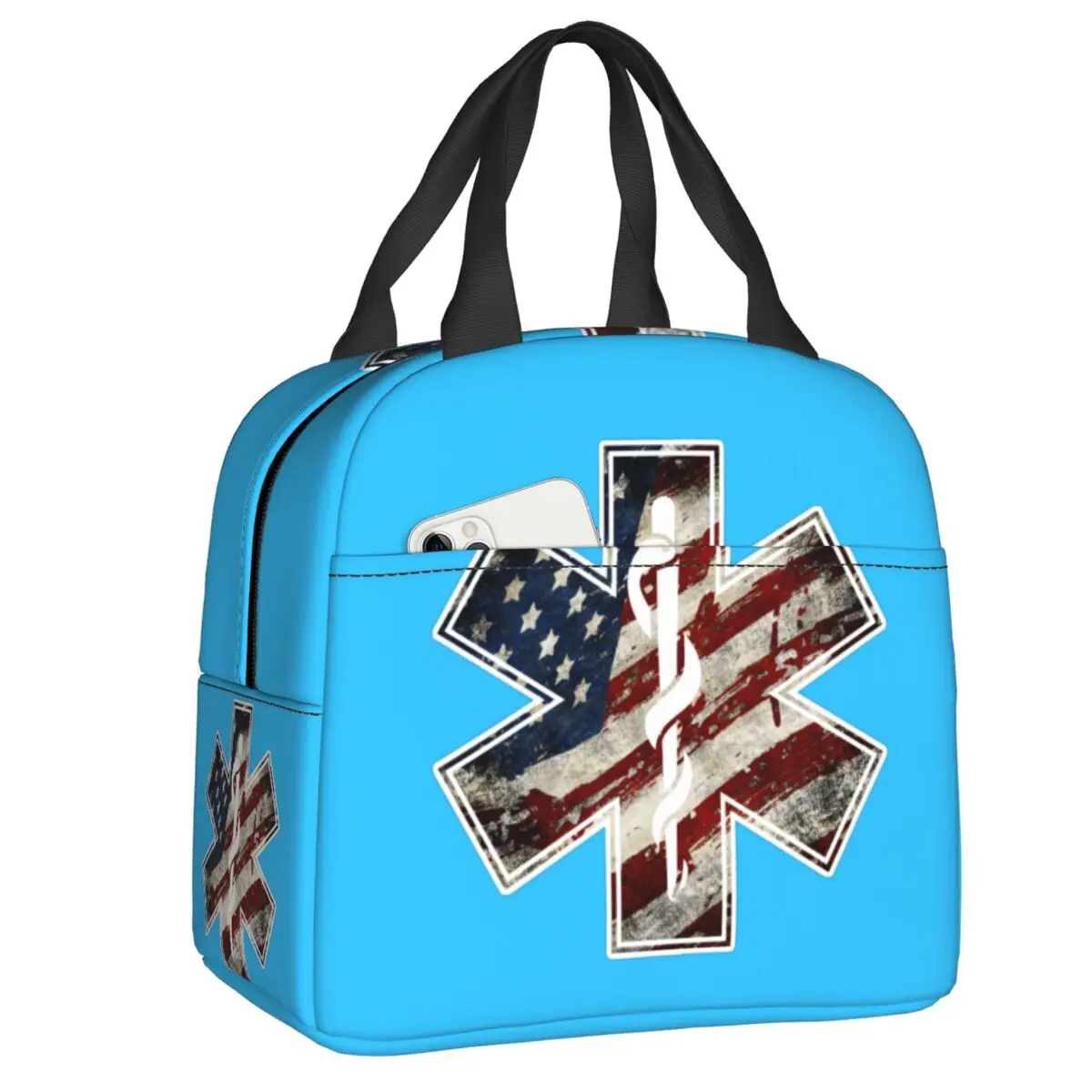 

Emt Star Of Life Portable Lunch Boxes Women Waterproof American Thermal Cooler Food Insulated Lunch Bag School Children Student