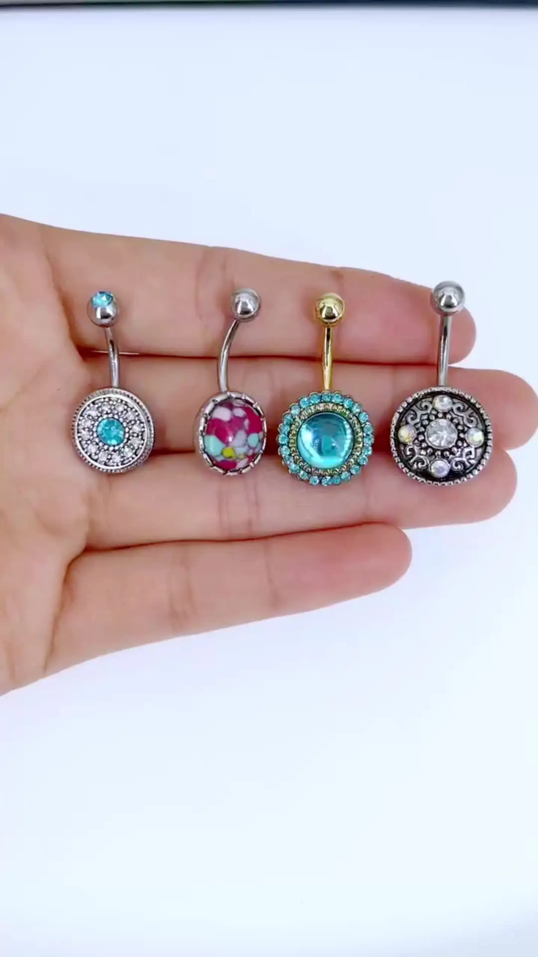 Серьги для пупка STARBEAUTY опаловые из хирургической стали |