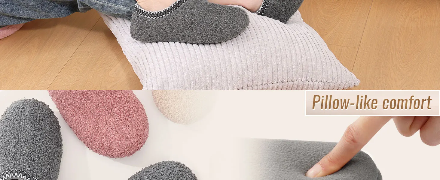 Comwarm Teddy-Fleece-Damen-Hausschuhe, flach, lässig, für den Innenbereich, rutschfeste Outdoor-Damen-Hausschuhe, weiche Sohle, gemütliche Socken-Schuhe für zu Hause – Detail 6