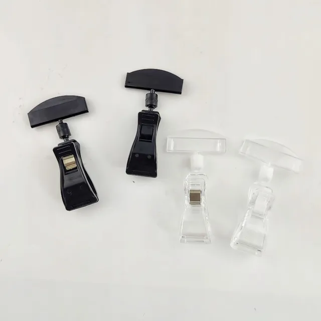 Porta Prezzi Con Pinza Girevole - 30 Pezzi Clip In Plastica Trasparente Per Negozi E Display