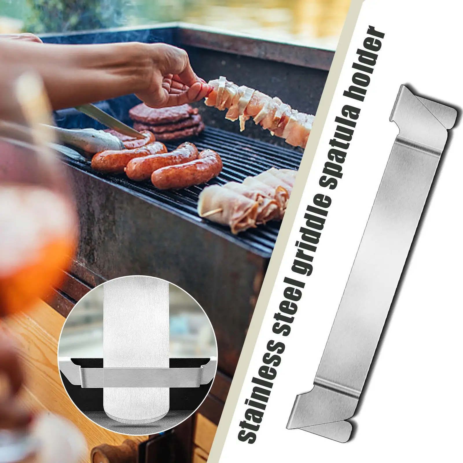 Steel Griddle Spatula Holder, Barbecue Tool Hold Rack Griddle Accessories for Blackstone Camp
