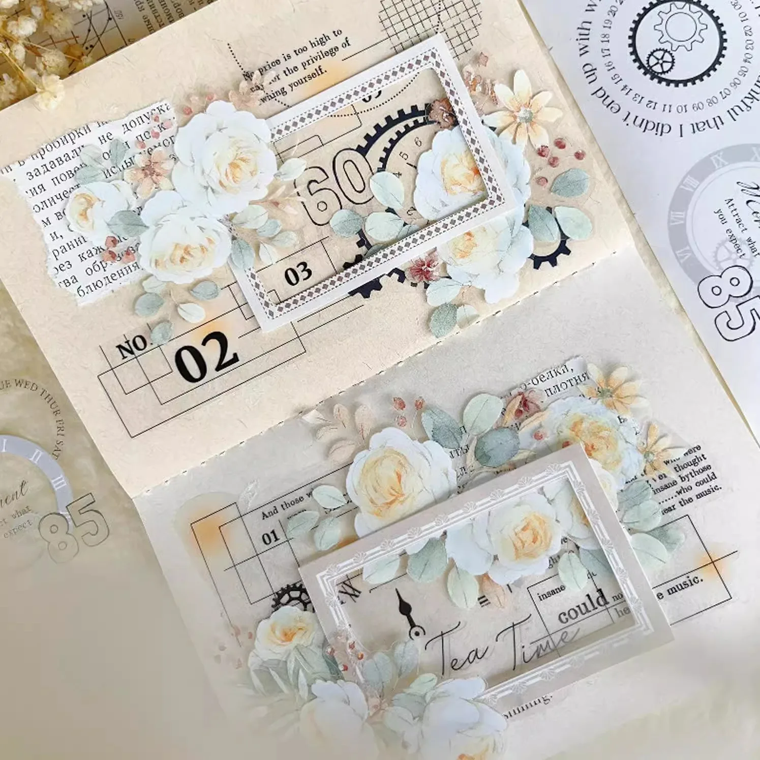 Yi'er フローラル コレクション ライト レトロ 和紙 PET ジャーナル