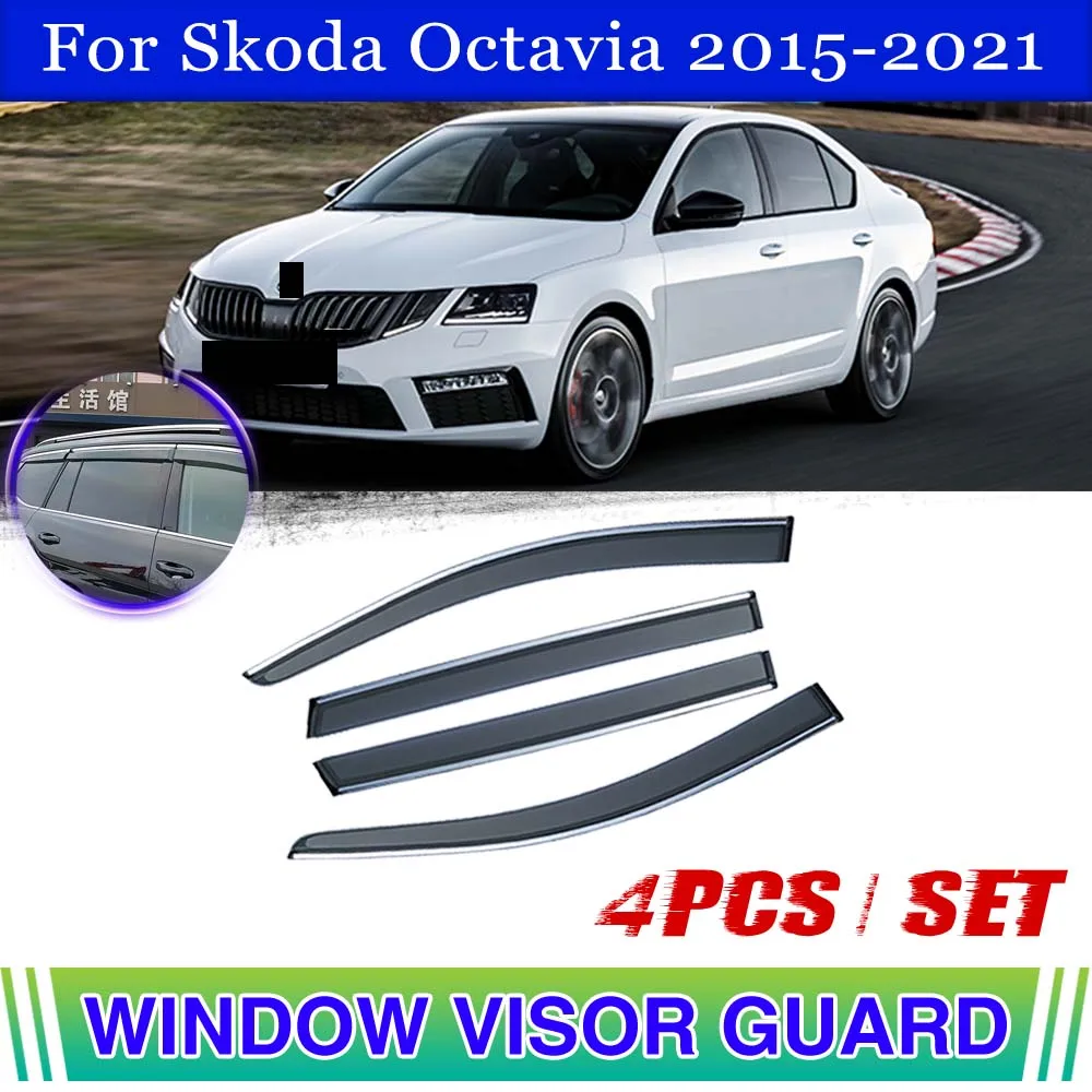 Car Window Visor For Skoda Octavia 2015 Deflectors Window Rain Guard Weathershield Sun Rain Guard