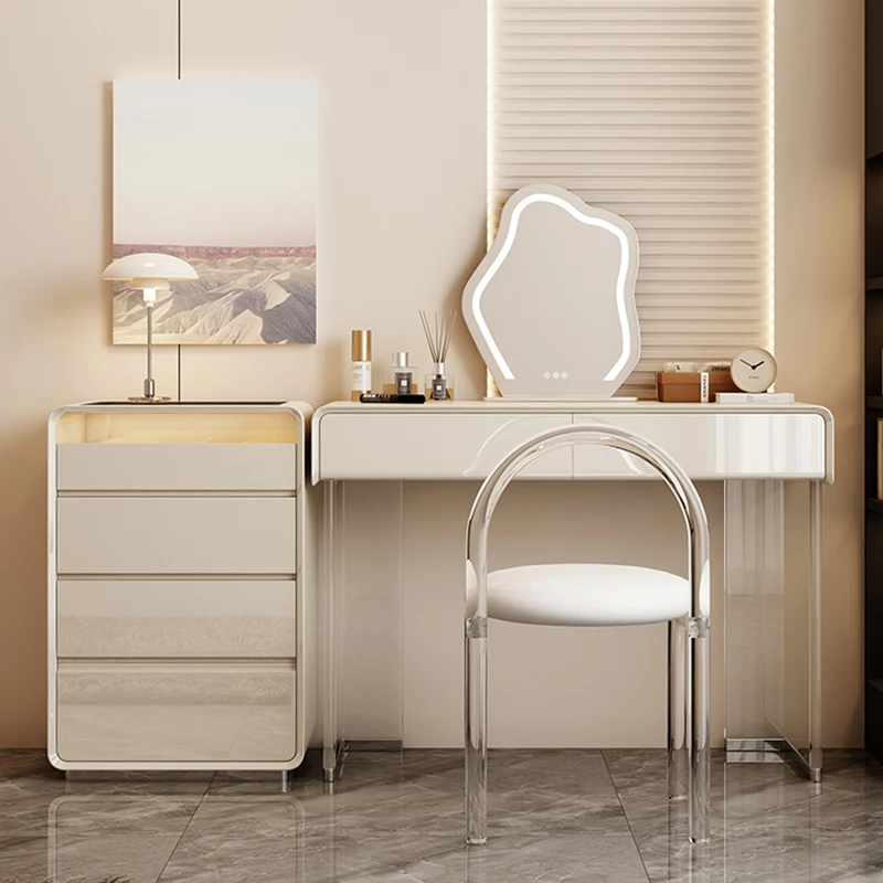 

Light Desk Make Up Table Vanity Corner Mirror Set Modern Dressing White Chair Dresser Mesa De Maquillaje Bedrooms Furniture
