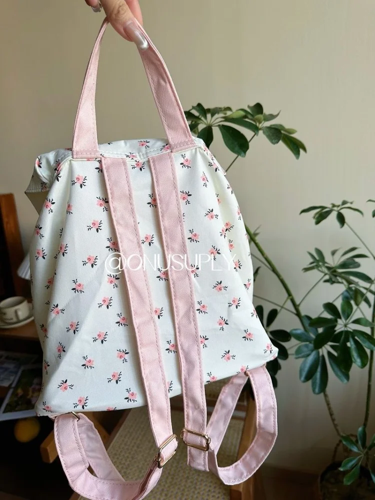 Sweet Flower Handbag Drawstring Pockter Backpack Casual Big Capacity Schoolbag  Student Leisure Travel Backpack